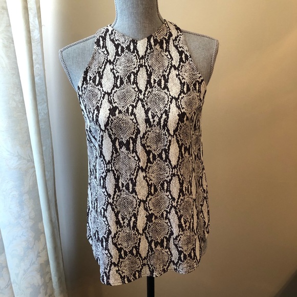 A.L.C. 'Anise' Crepe Snakeskin Sleeveless Top - Picture 2 of 9